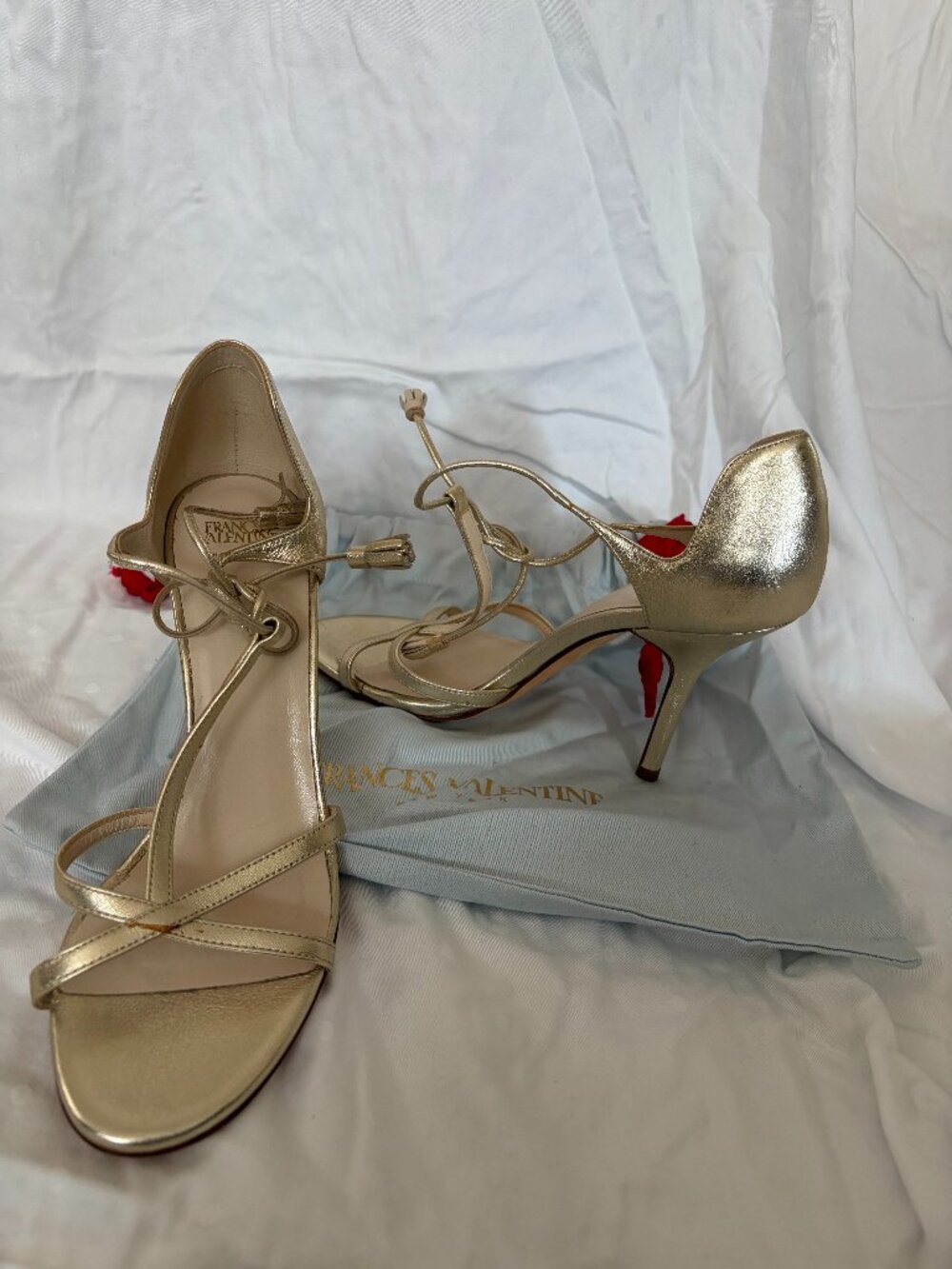Frances Valentine Strappy Gold Heels